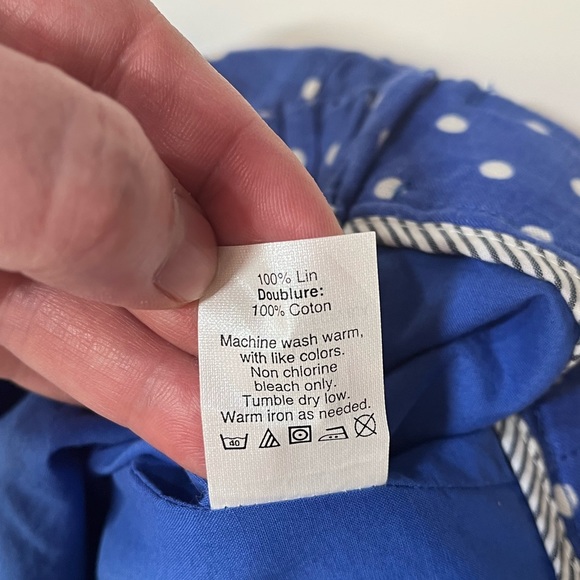 J. Crew linen skirt, size 2.   Blue with white polka dots. - Picture 9 of 9